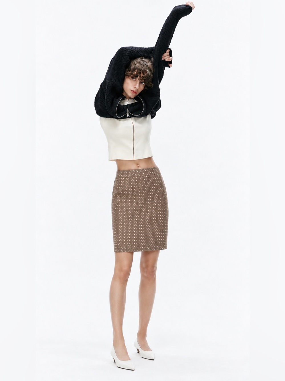 Banana Republic Taupe Geometric Print Straight Skirt Fully Lined Classic